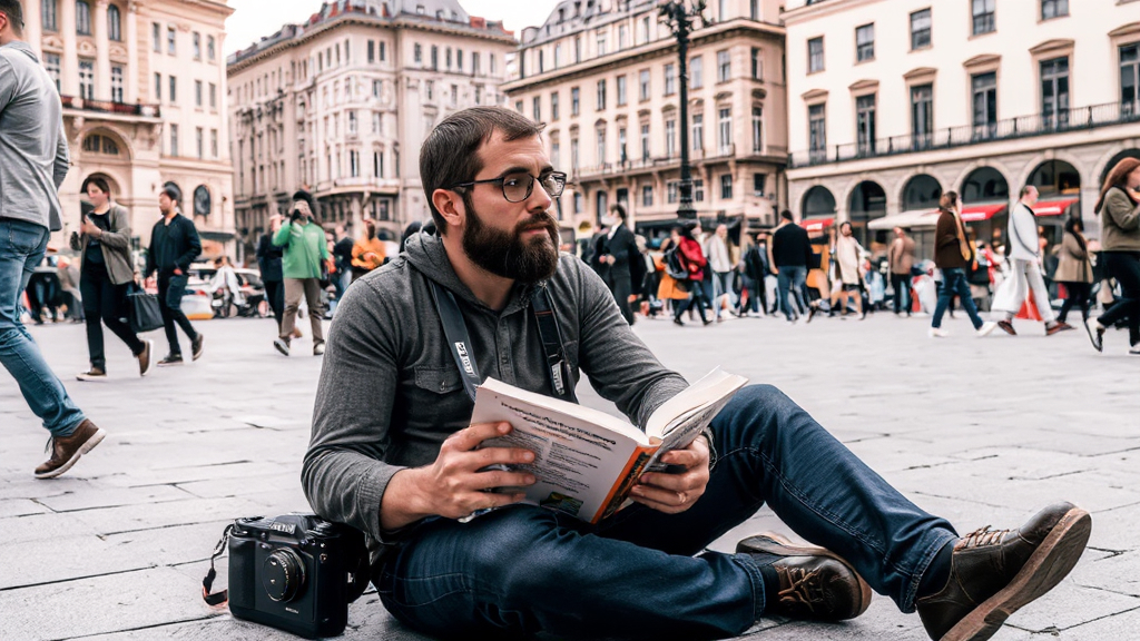 Um homem lendo um livro